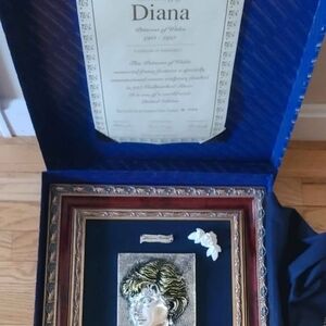 PRINCESS DIANAMemorial Cameo SculptureFramed 925 Silver-limitededition w/ box